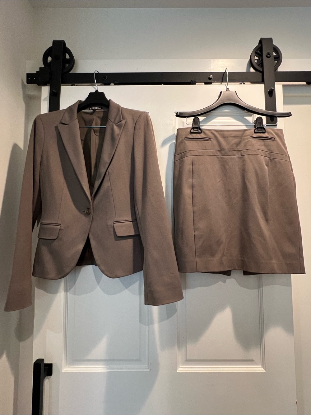 Express Taupe Women's Blazer and Skirt Two-Piece Set